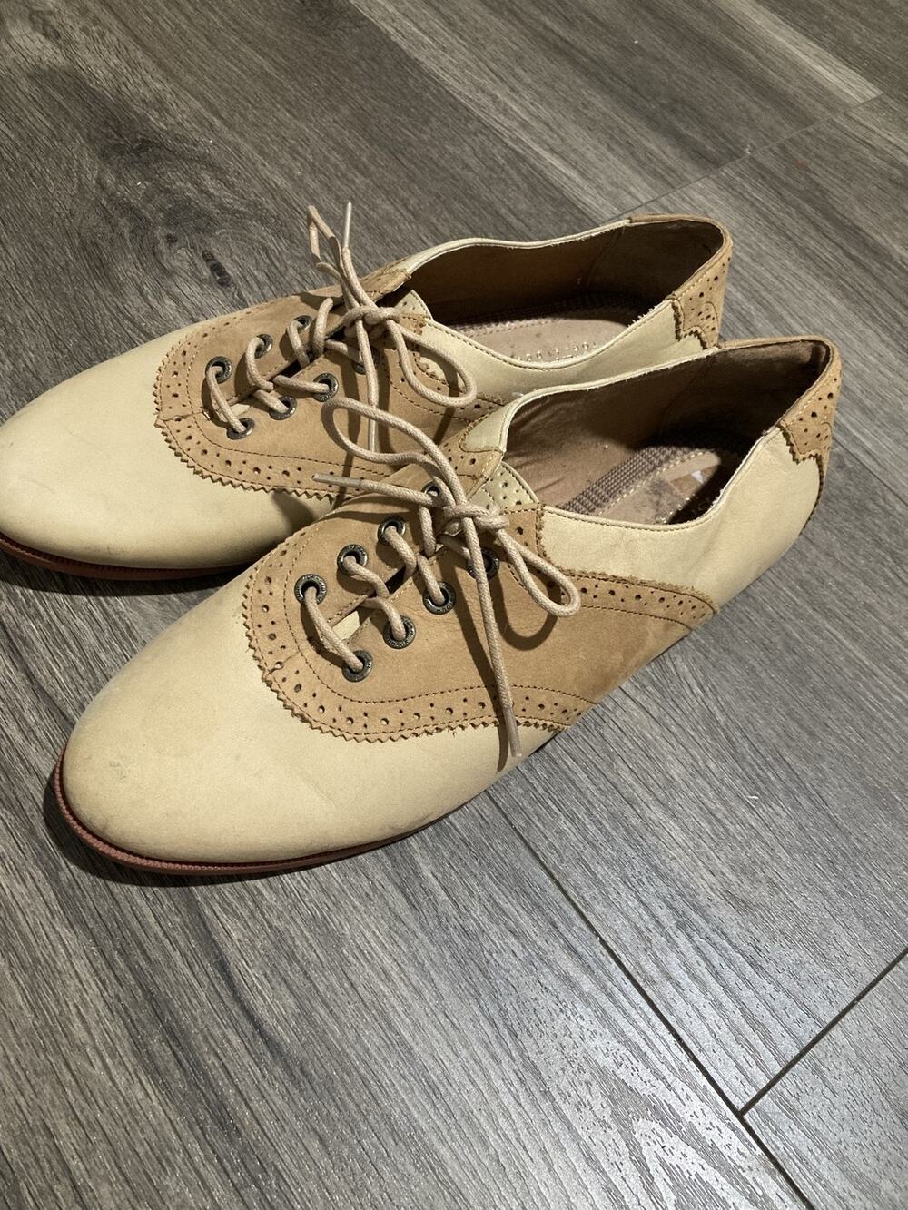 SPERRY Top-Sider Flats Womens 7.5M Beige Leather Suede Wingtip Comfort Cushioned